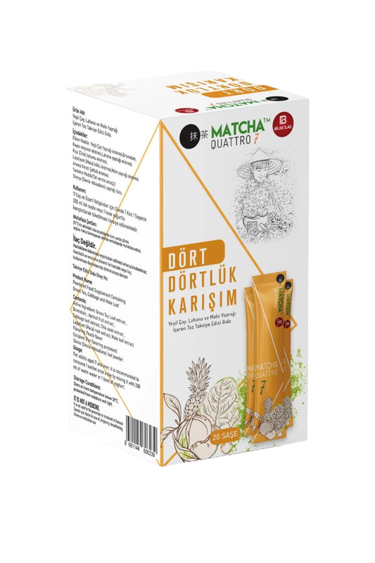 Matcha Premium Japanse Detox - Matcha Quattro 7 Perziksmaak Detox Brander Thee met Matcha - Boerenkool en Matebladeren 20 stuks