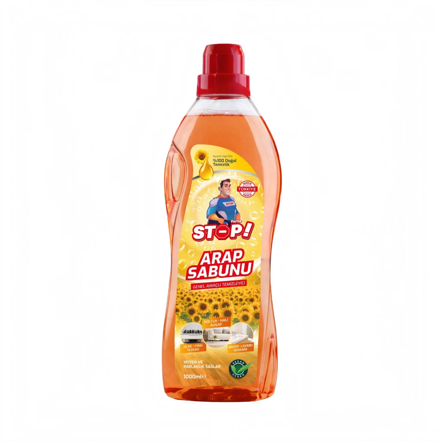 Stop Forte Arabische Zeep -Arap sabunu met Zonnebloemolie – Allesreiniger voor Vloeren, Tapijt, Meubels, Keuken & Badkamer – 1000 ml