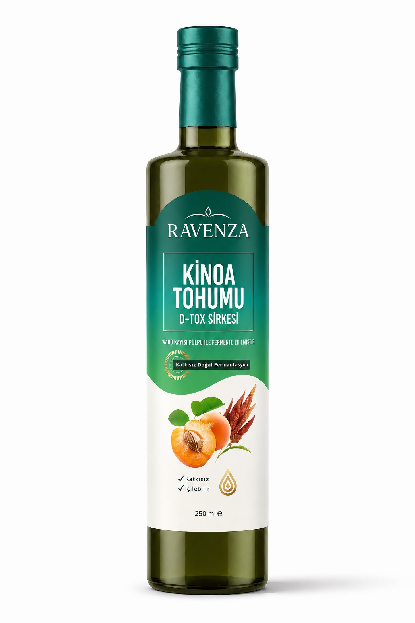 Ravenza Gefermenteerde Quinoa (Kinoa Tohumu) Azijn 250 ml – Drinkazijn met Abrikozenpulp – Natuurlijk Gefermenteerd