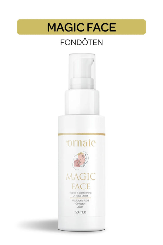 ORNATE Magic Face Foundation 24 uurseffect - Anti-Blemish - Anti-Rimpel - Collageen - Hyaluronzuur - SPF 25 Waterbestendig - SPF 25 Zonnebrandcrème - Anti-vlekken - Anti-veroudering - Hydrateert - Voor alle huid 50 ml