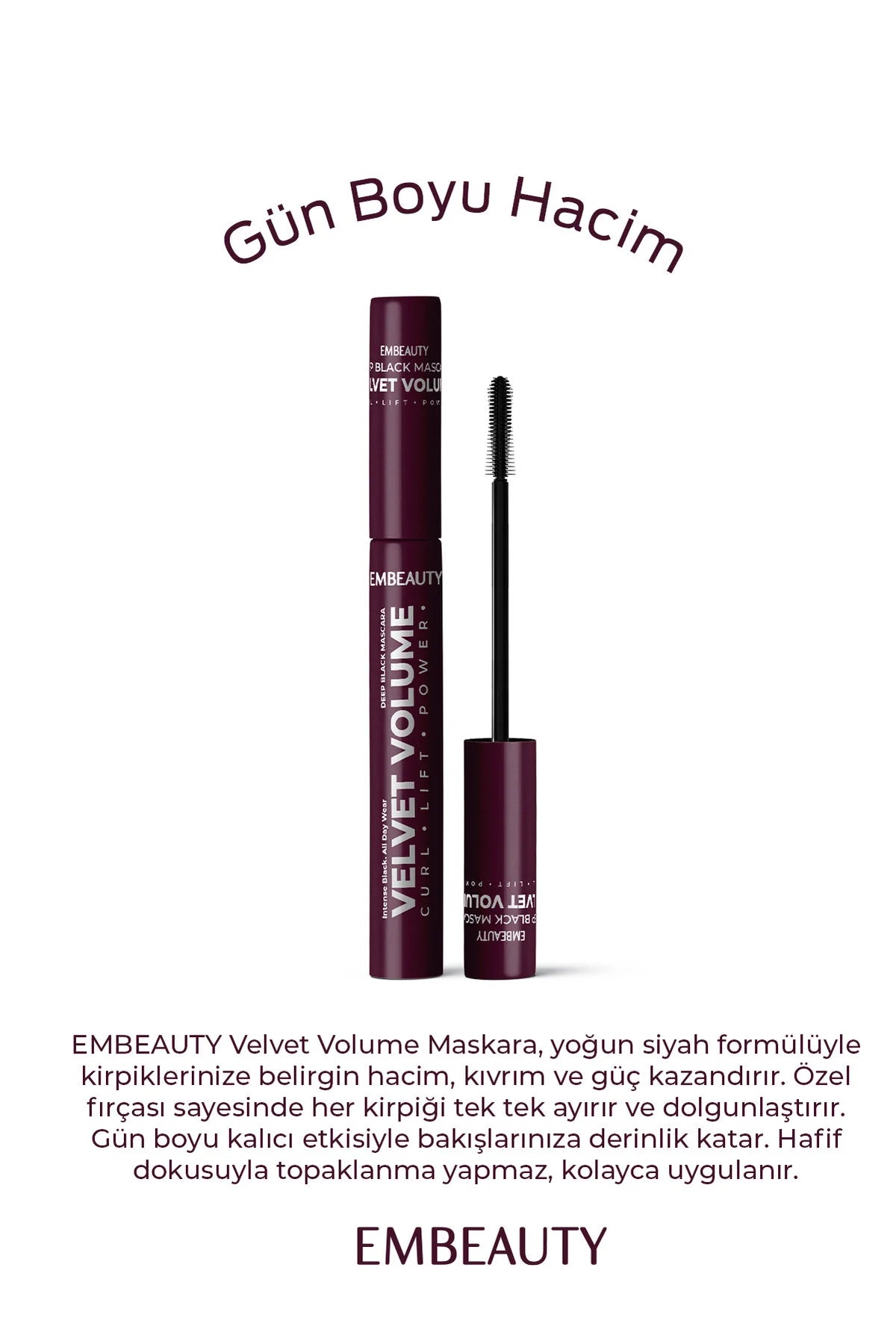 Embeauty Deep Black Mascara - Velvet Volume Mascara - Intense Zwart - Volume- en lengte-effect & Lift - Klontvrije Formule - Dagelijks gebruik - Alle wimpertypes - 12 ml