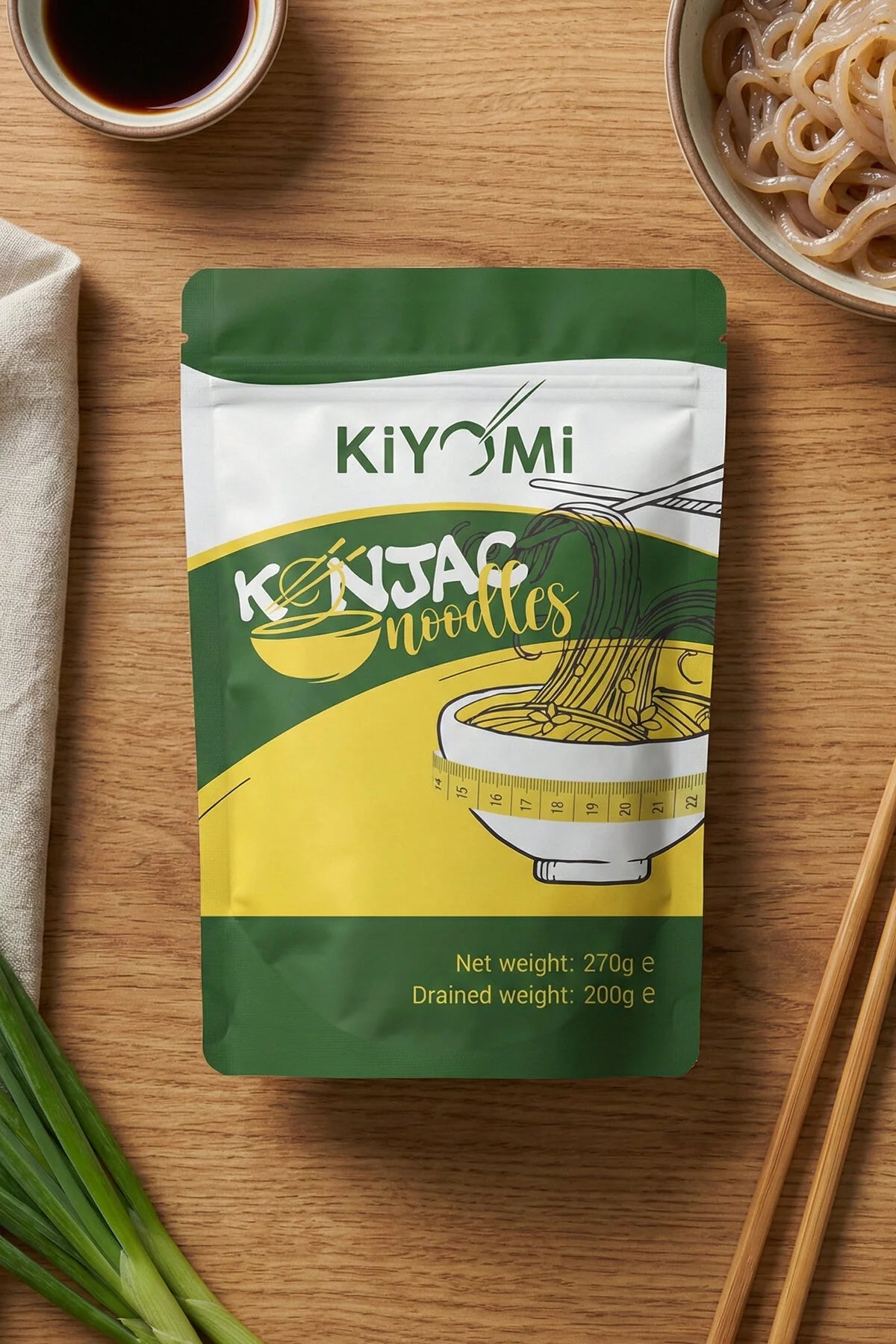 Kiyomi Konjac Noodles – Konjac Noedels – Slechts 6 kcal per 100 g – Koolhydraatvrij & Vetvrij – 200 g Uitlekgewicht