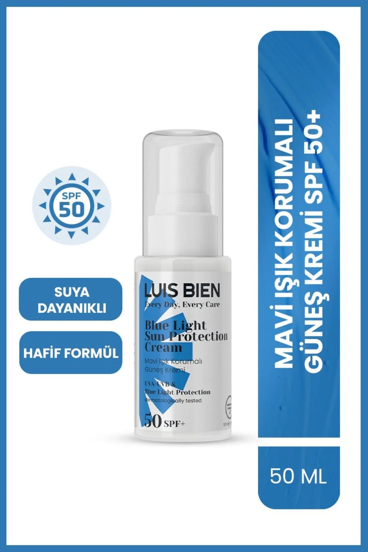 Luis Bien Zonnebrandcrème SPF 50+ UVA/UVB & Blue Light Sun Protection Cream - Dubbele bescherming - Dermatologisch getest - Alle huidtypen - 50 ml
