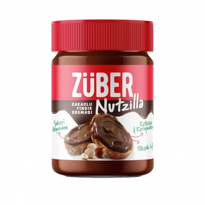 Züber Nutzilla Hazelnootpasta met Cacao – 36% Hazelnoten – Zonder Toegevoegde Suiker – Glutenvrij – Vezelrijk – 315 g