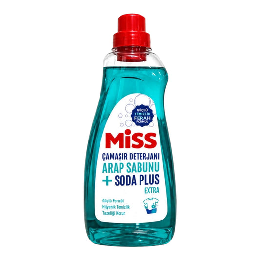 Miss Vloeibaar Wasmiddel met Arabische Zeep & Soda Plus – Voor Witte en Bonte Was – Koud Water – 37 Wasbeurten – 1500 ml
