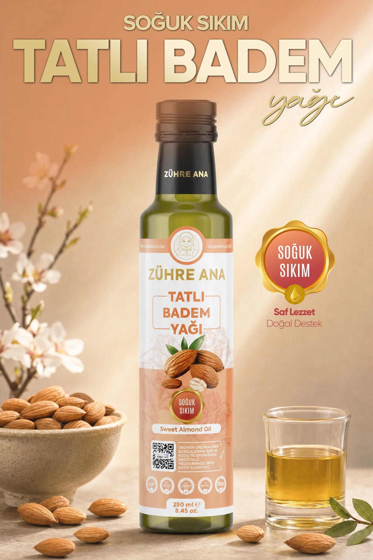 Zühre Ana Zoete Amandelolie – Koudgeperste Sweet Almond Oil – 250 ml
