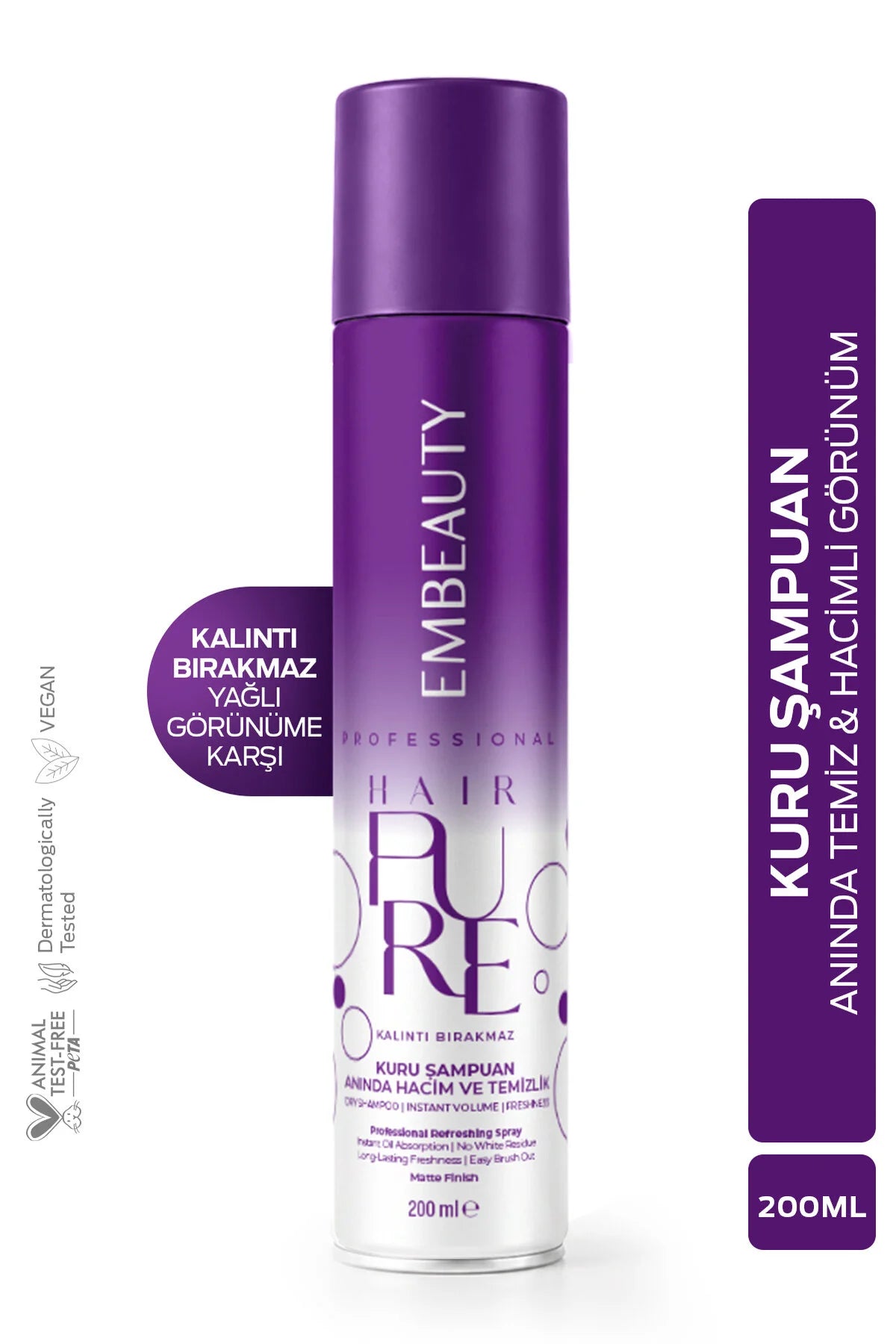 Embeauty Professional Hair Pure Droogshampoo – Dry Shampoo voor Directe Frisheid & Volume – Absorbeert Overtollig Vet – Matte Finish – 200 ml