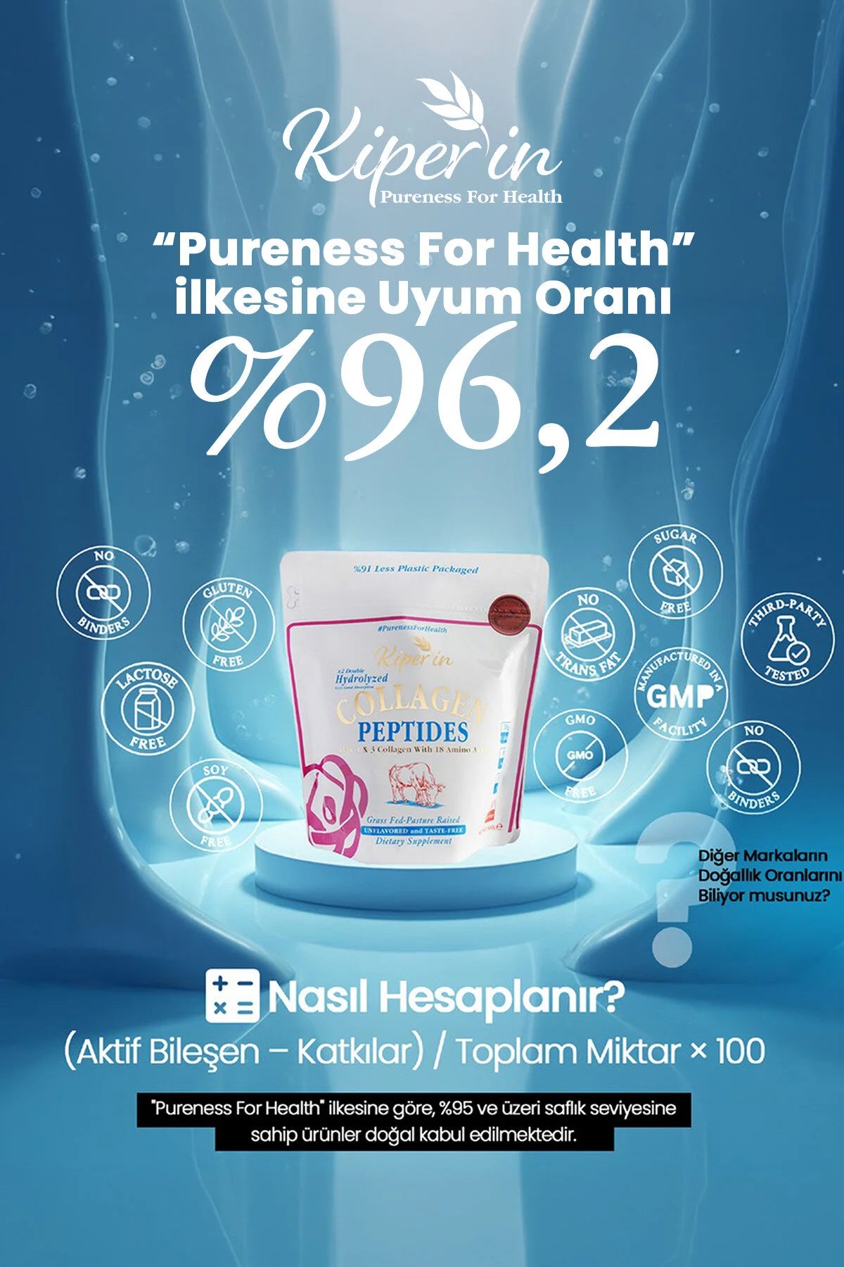 Kiperin Collagen Peptides – Gehydrolyseerd Rundercollageen Type 1 & 3 – 10 g Collageenpeptiden per Portie – Naturel – 300 g