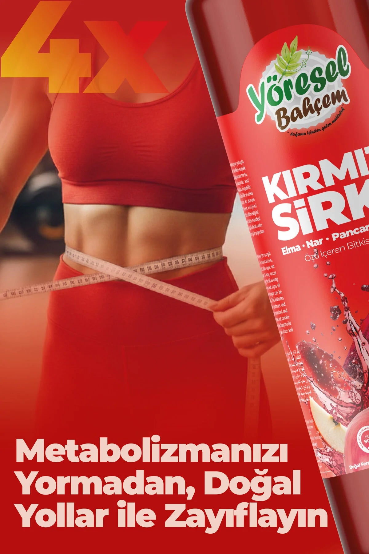 Yöresel Bahçem (Roode Azijn)Kırmızı Sirke Elma Nar Pancar Hibiskus 500ml