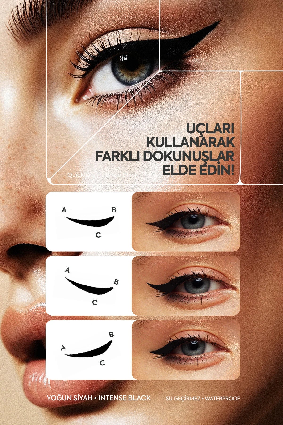 Inowia Eye Liner Stamp Waterproof Dual Stamp Intense Black