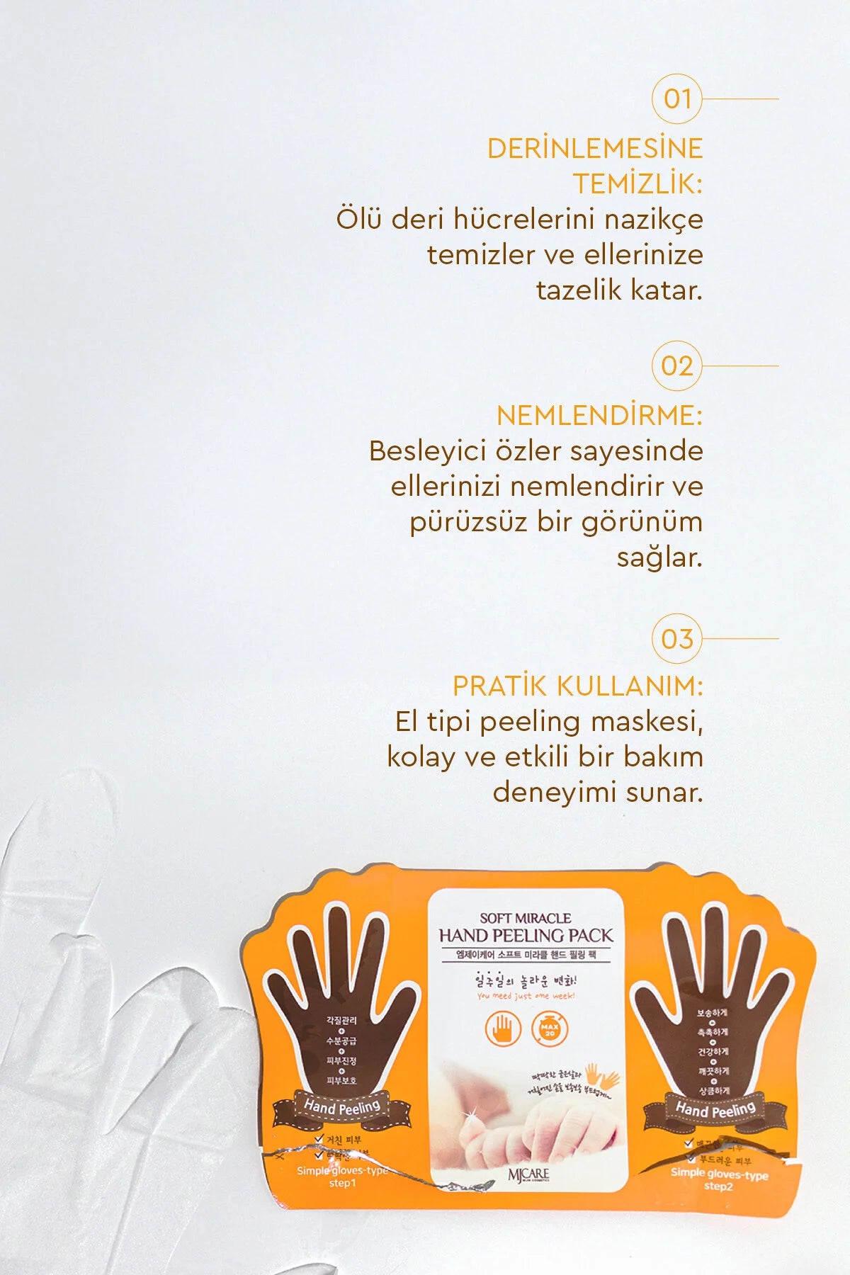 MJ Care Soft Miracle Hand Peeling Pack – Peeling Handmasker – Handschoenenmasker – Exfoliërend & Verzorgend – 1 Paar
