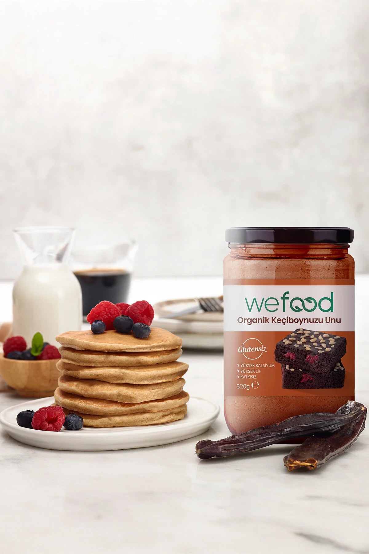 Wefood Organisch Johannesbroodmeel – 100% Carobpoeder – Glutenvrij – Vezelrijk – Bron van Calcium – 320 g