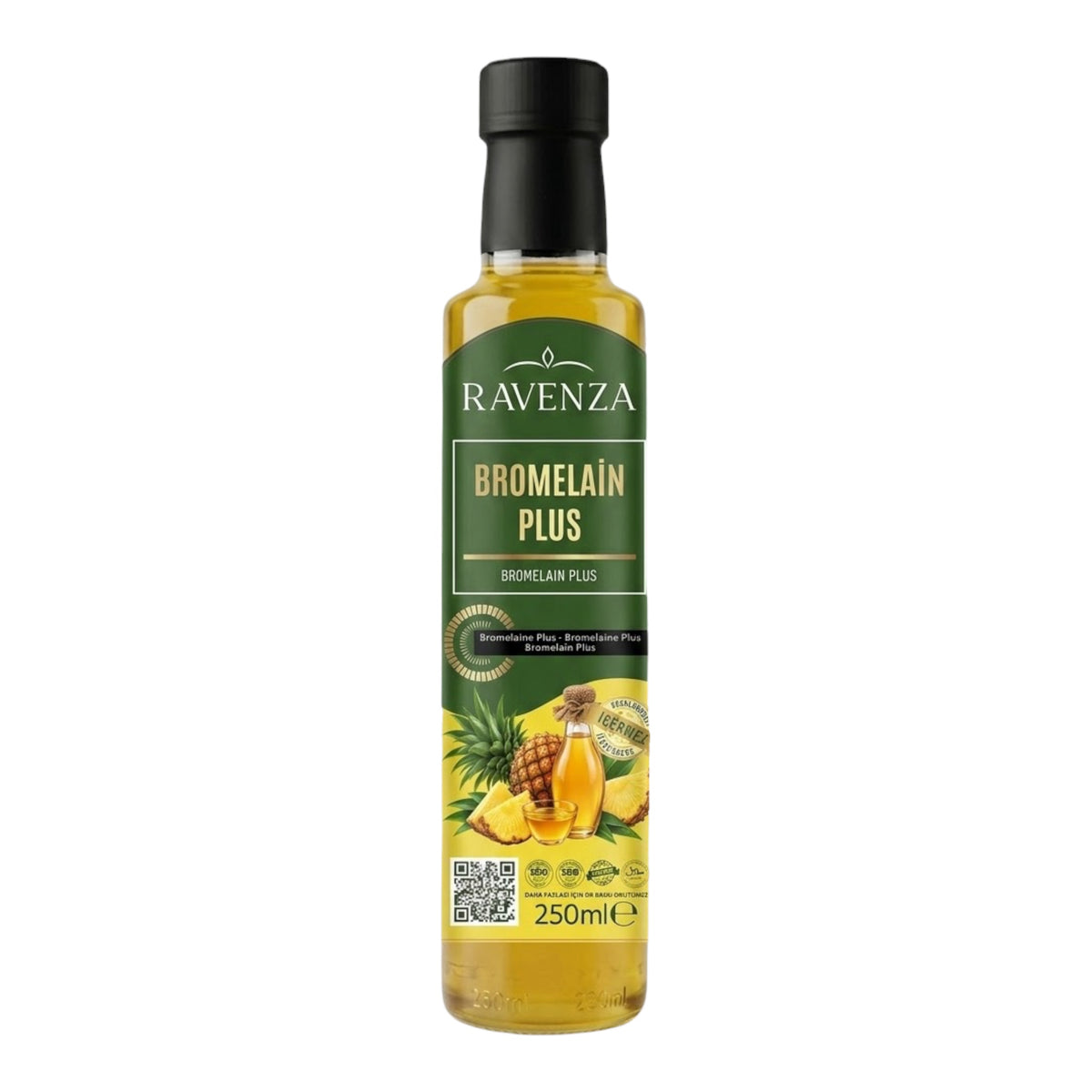 Ravenza Bromelain Plus – Met Bromelaïne, Ananasextract, L-Carnitine, Vitamine C, B2 & B6 – 250 ml