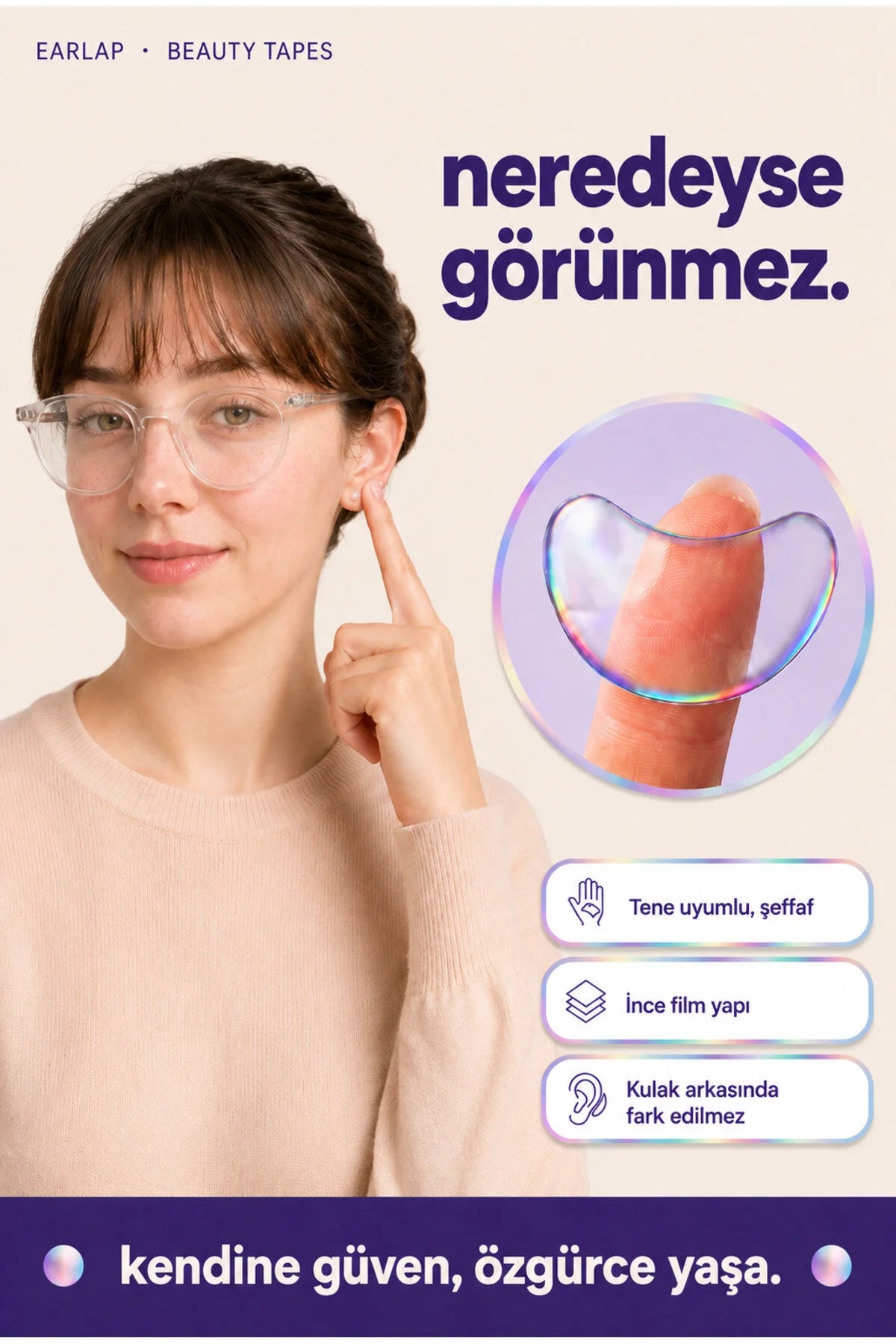 EARLAP Bean Fit Beauty Tapes | Transparante Cosmetische Oorcorrectie Strips | 40 Stuks