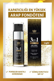 Arab Makeup World - Licht Professioneel Arabische Make-up SchoonheidsWereld 3 in 1 Foundation met intense dekking - Licht SPF 15 Licht 30 ml