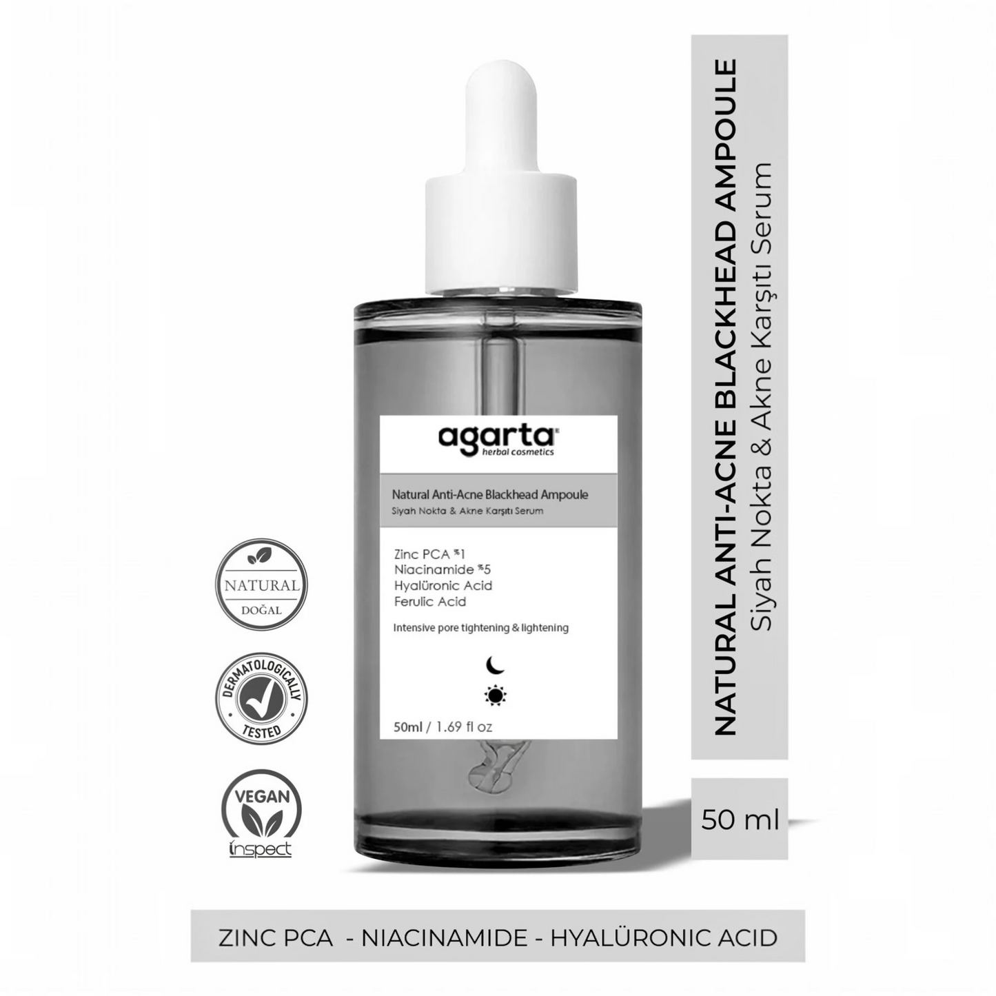Agarta Natural Anti-Acne & Blackhead Ampoule 50ml | Serum tegen Acne, Mee-eters en Grove Poriën