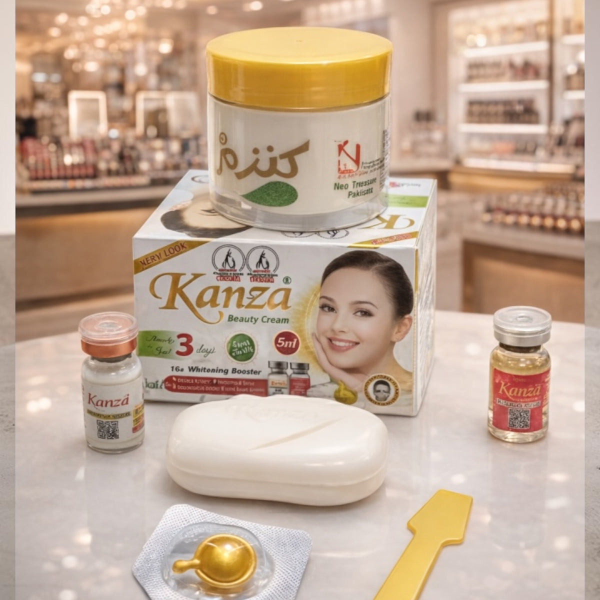 Kanza Beauty 5 in 1 Cream – Gezichtscrème met Kojic Acid, Alpha Arbutin & Vitamine B6 – Verzorgende Crème voor een Egale Uitstraling