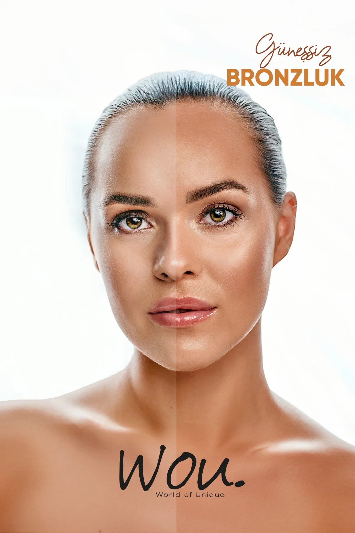 Wou World of Unique Sunless Bronzing and Moisturizing Cream - Zelfbruinend creme - Bronzer Effect - Gezicht & Lichaam - Cacaoboter + Vitamine E - UVA/UVB bescherming - Dermatologisch getest - Alle huidtypen - 50 ml