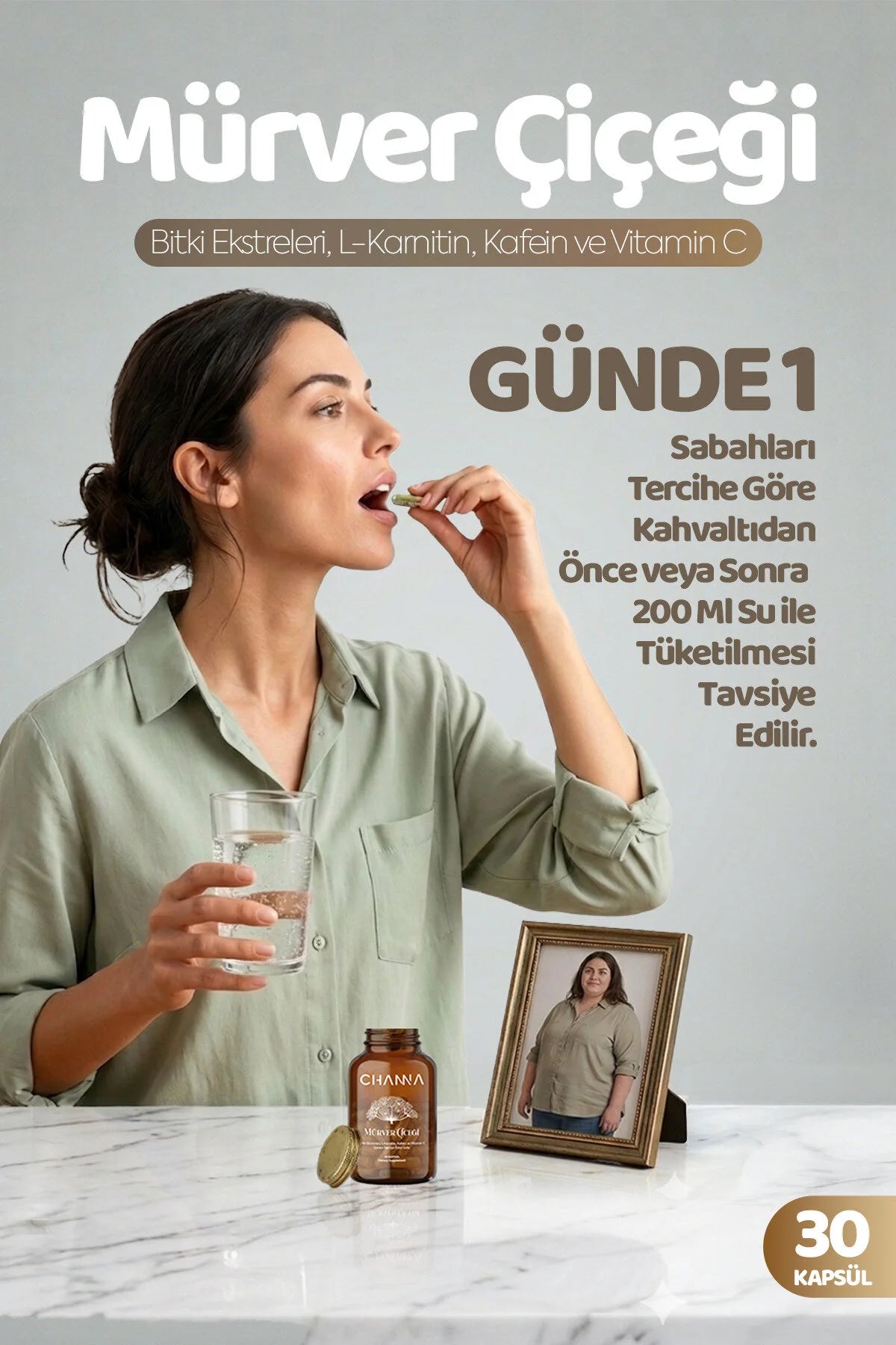 Channa Mürver Çiçeği – Kara Mürver, Yeşil Çay, L-Karnitin & Vitamin C – 30 Kapsül