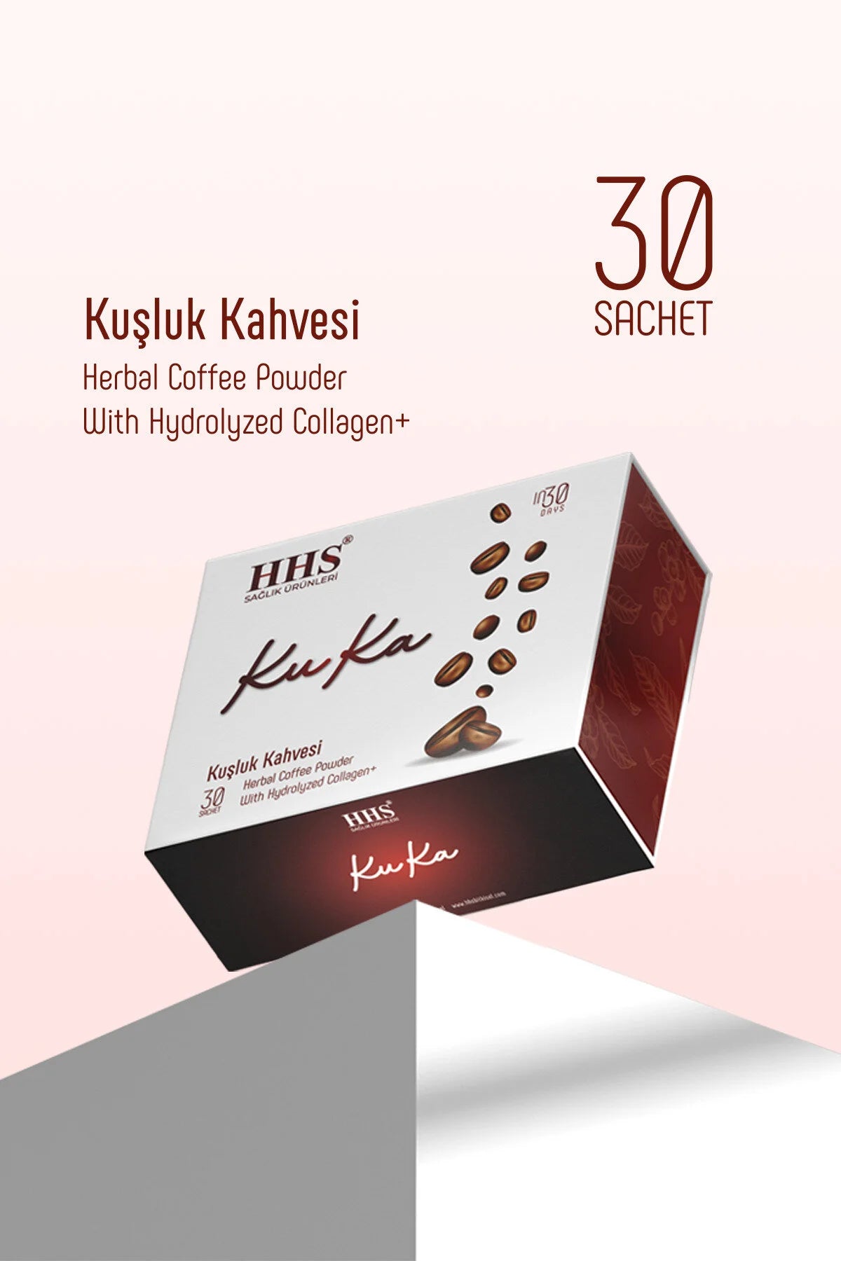 HHS Koffie Detox - KuKa Coffee (Kuşluk Kahvesi) - Kruidenkoffie met Gehydrolyseerd Collageen met Hyaluronzuur & Vitamine C – 30 Zakjes (Herbal Coffee Powder)