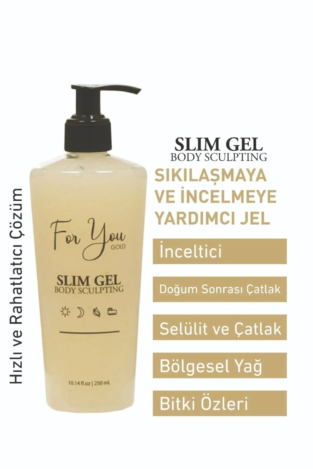 For You Gold Slim Gel Slimmer - Verstevigend - Vetverbrander - Regionaal afslanken - Buik verzakking - taille - heupen - billen - armen - Anti-stretch en cellulitis/striae crème (enkel) 250 ml