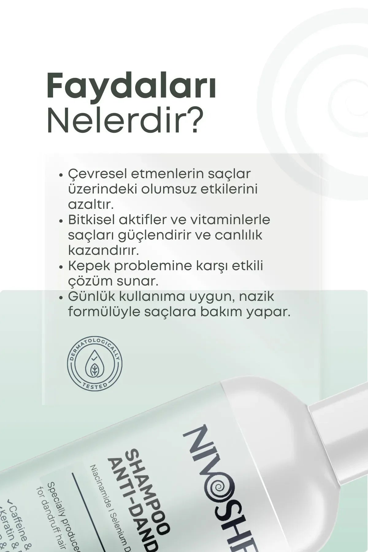 Nivoshe Anti-Roos Shampoo - 11 Actieve Anti-Roos - Tegen Roos & Haaruitval - Met Caffeine/Biotine/Keratine/Arganolie/Groene Thee/Collageen/Panthenol/Salicylzuur/Niacinamide/Aloë Vera & Selenium - Dermatologisch getest - 400 ml