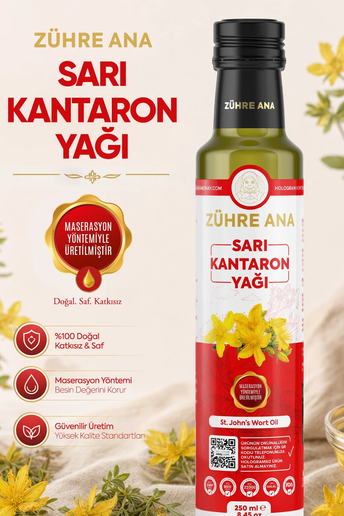 Zühre Ana Sint-Janskruidolie – St. John’s Wort Oil – Gemacereerde Kruidenolie – 250 ml