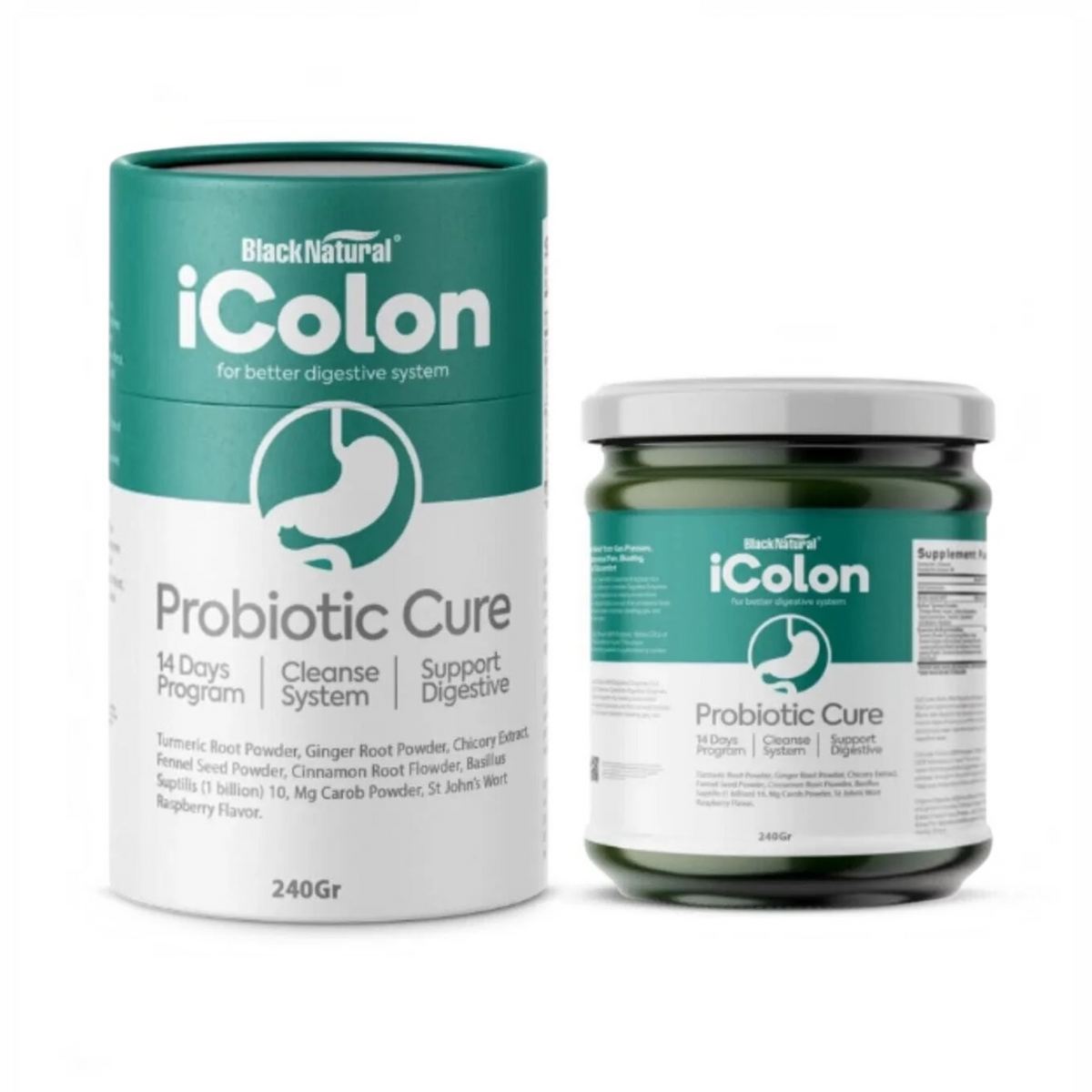 Black Natural iColon – Kruidenmix met Cichorei, Kurkuma, Gember & Bacillus subtilis – 240 g