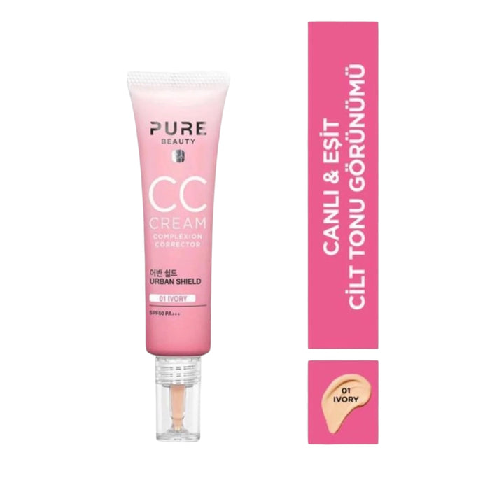 Pure Beauty CC Cream SPF50 – Hydraterende Foundation met Zonbescherming (Ivory 30ml)