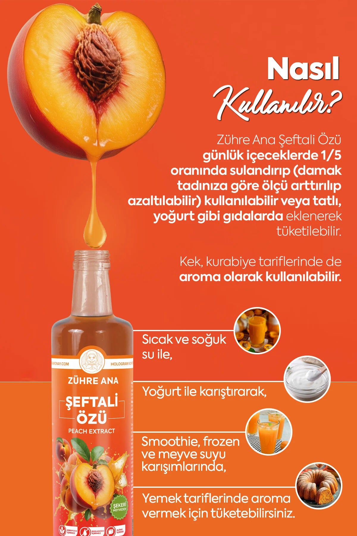 Zühre Ana Şeftali Özü – Natuurlijke Perzikextract Siroop 640g | Zonder Toegevoegde Suiker