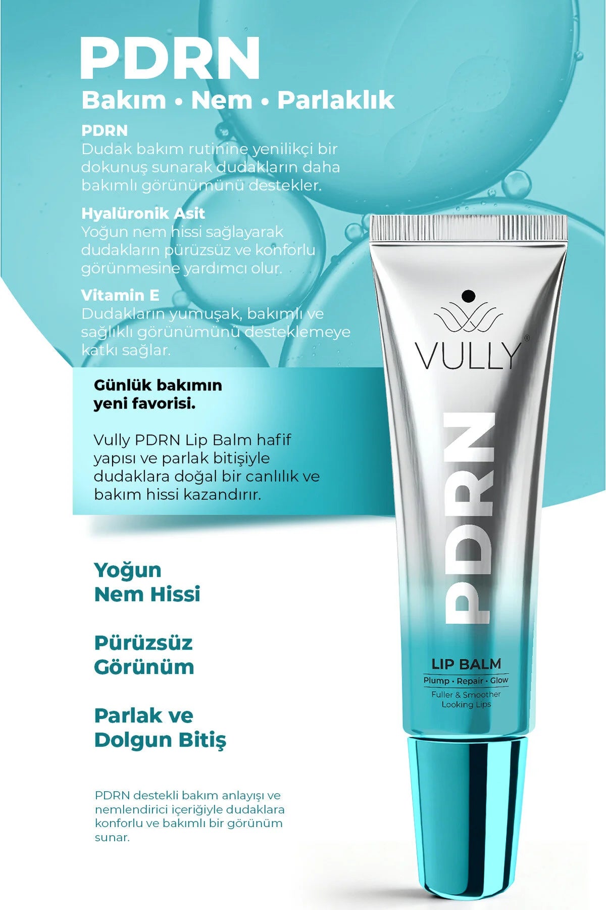 VULLY PDRN Lip Balm – Lippenbalsem met Hyaluronzuur & PDRN – Hydraterend & Verzorgend – Voor Gladdere Lippen