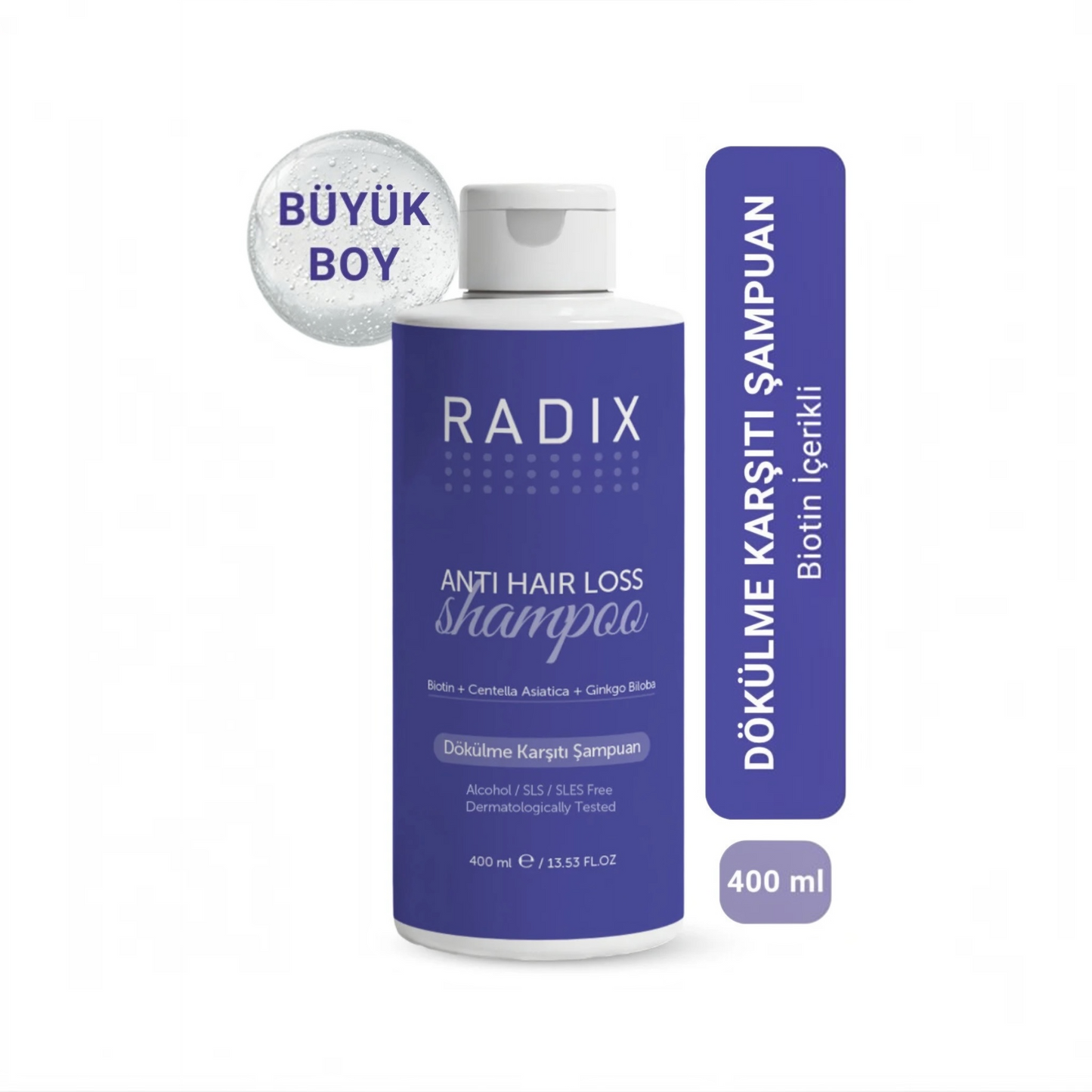 Radix Anti Hair Loss Shampoo 400 ml – Biotine, Centella Asiatica & Ginkgo Biloba – SLS/SLES Vrij