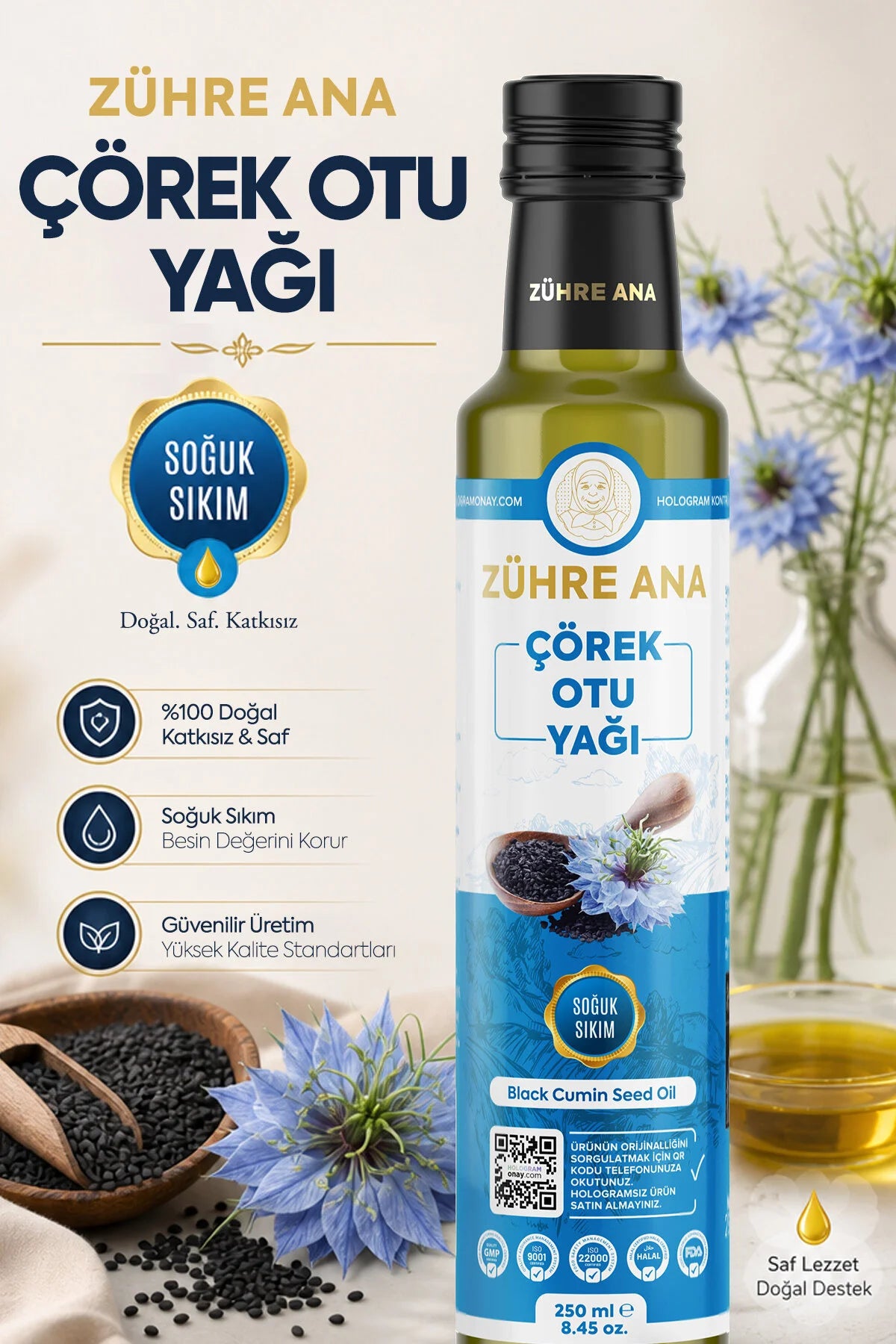 Zühre Ana Zwarte Komijnolie – Koudgeperste Black Cumin Seed Oil – 250 ml