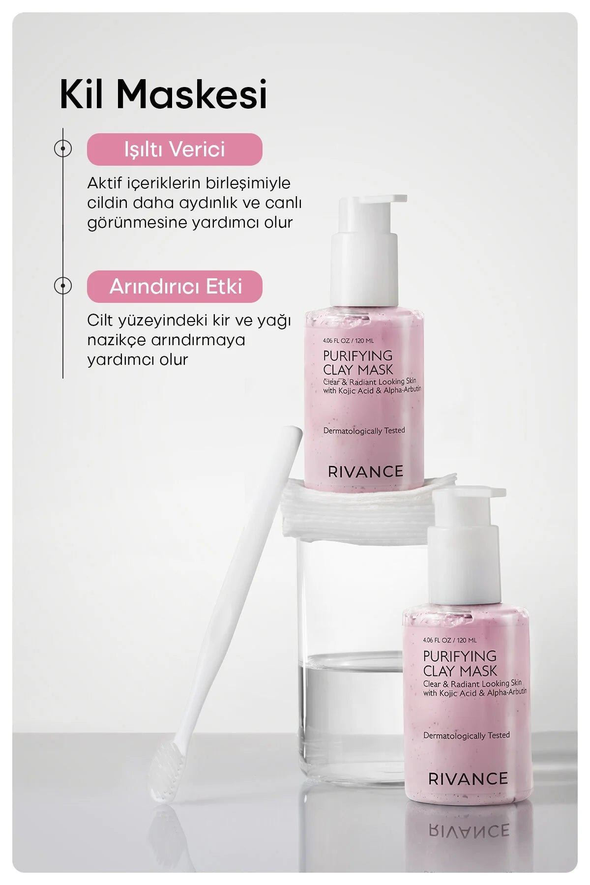 Rivance Clarifying Clay Mask 120 ml – Gezichtsmasker met Niacinamide, AHA, Kaolin & Tea Tree Oil