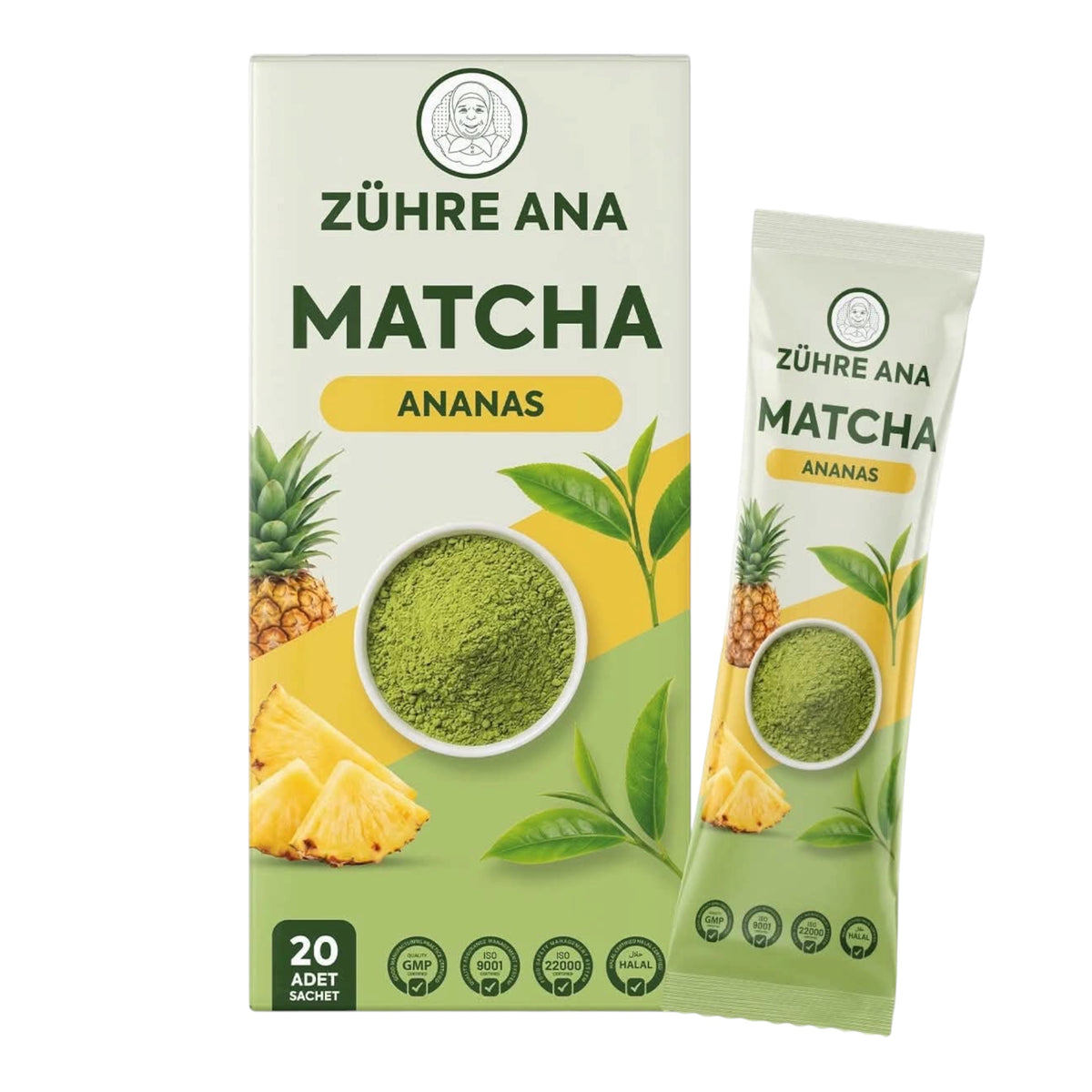 Zühre Ana Matcha Ananas – Kruidenthee met Groene Thee & Ananas – 20 Sachets x 8 g
