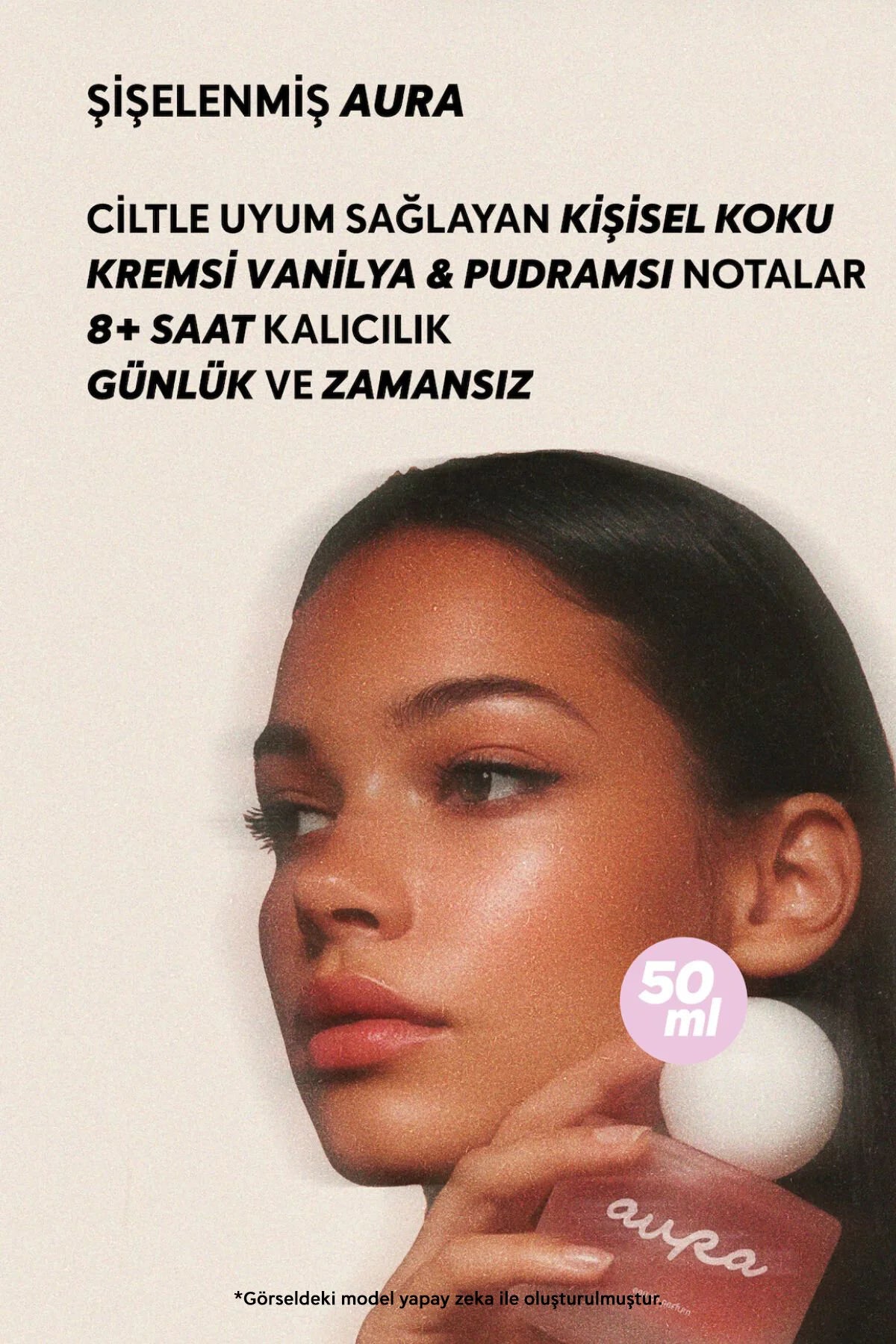 Cream Co. Aura Eau de Parfum 50 ml – Damesparfum met Vanille, Roze Peper, Jasmijn & Sandelhout