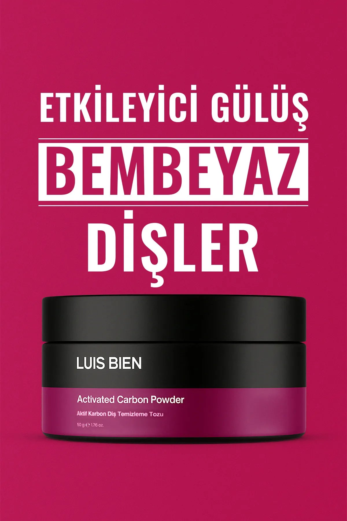 Luis Bien - Geactiveerde Koolstof Tandenbleekpoeder - Tegen sigaretten- thee- en koffievlekken - Zuiverend & Witmakend Effect - Natuurlijke formule - 50 gram