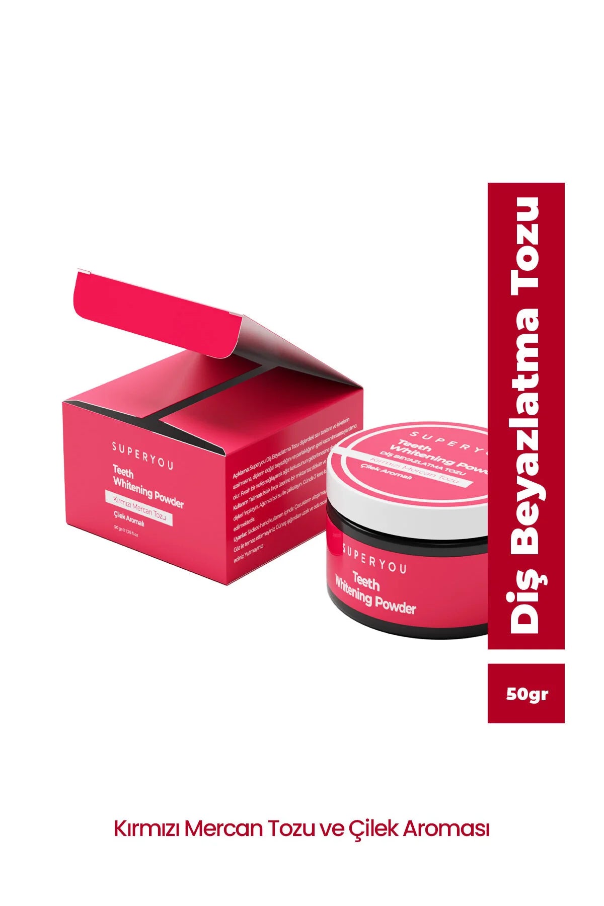 SuperYou Teeth Whitening Powder Rode Koraal Aardbei Tandbleekpoeder - 70 g
