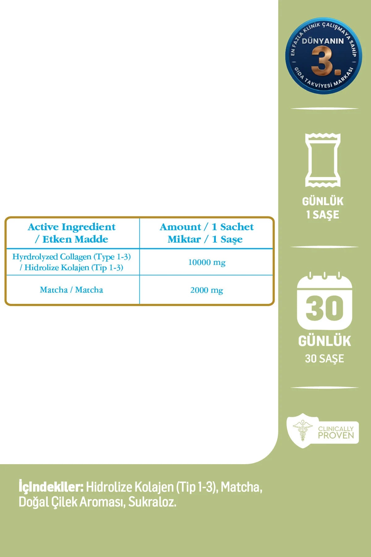 Kiperin Collagen Matcha Strawberry – Gehydrolyseerd Collageen Type 1 & 3 – Matcha – Aardbei Smaak – 30 Porties – 372 g