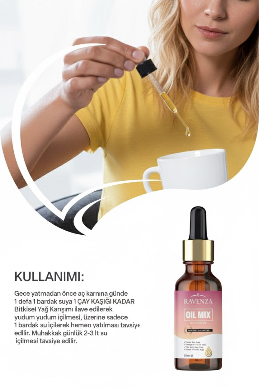 Ravenza Oil Mix Diet Drops - Dieetdruppels met Plantaardige Oliën - Help om af te vallen - Slimming Drops Keto - 50 ml met Zwarte komijn - Kokos - Granaatappel & Lijnzaadolie - 100% Plantaardige Olieblend - 30 dagen Detox
