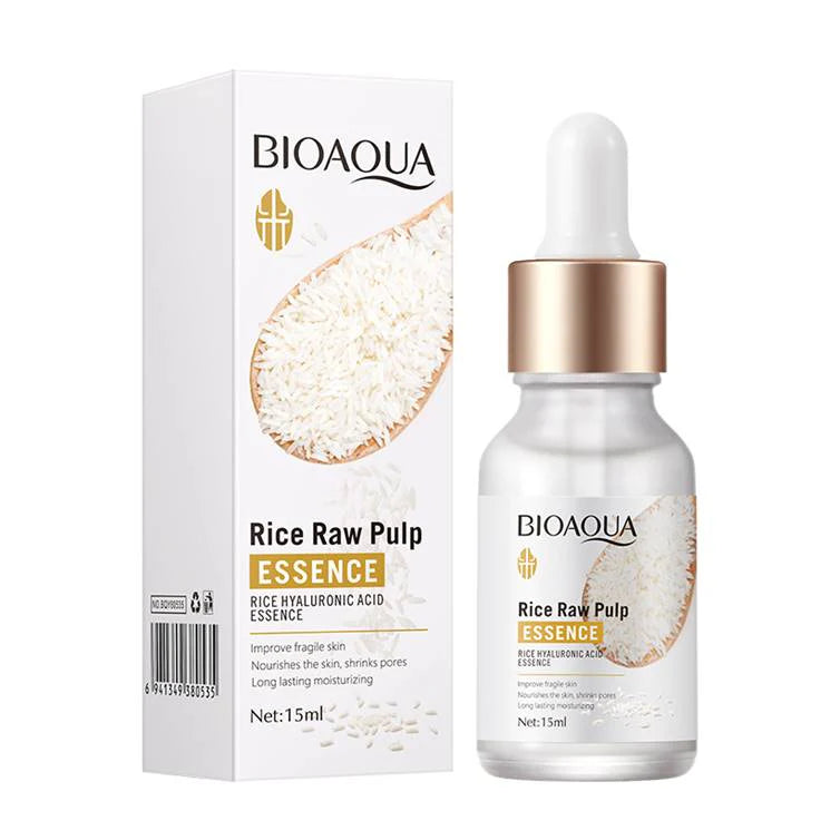 Bioaqua Rijst Rauwe Pulp Gezicht Serum Hyaluronzuur Gezicht Essentie Hydraterende Whitening Anti-Rimpel Verhelderende Serum Gezichtsverzorging 15ml