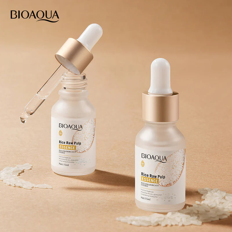 Bioaqua Rijst Rauwe Pulp Gezicht Serum Hyaluronzuur Gezicht Essentie Hydraterende Whitening Anti-Rimpel Verhelderende Serum Gezichtsverzorging 15ml