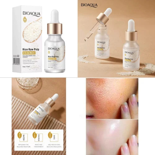 Bioaqua Rijst Rauwe Pulp Gezicht Serum Hyaluronzuur Gezicht Essentie Hydraterende Whitening Anti-Rimpel Verhelderende Serum Gezichtsverzorging 15ml