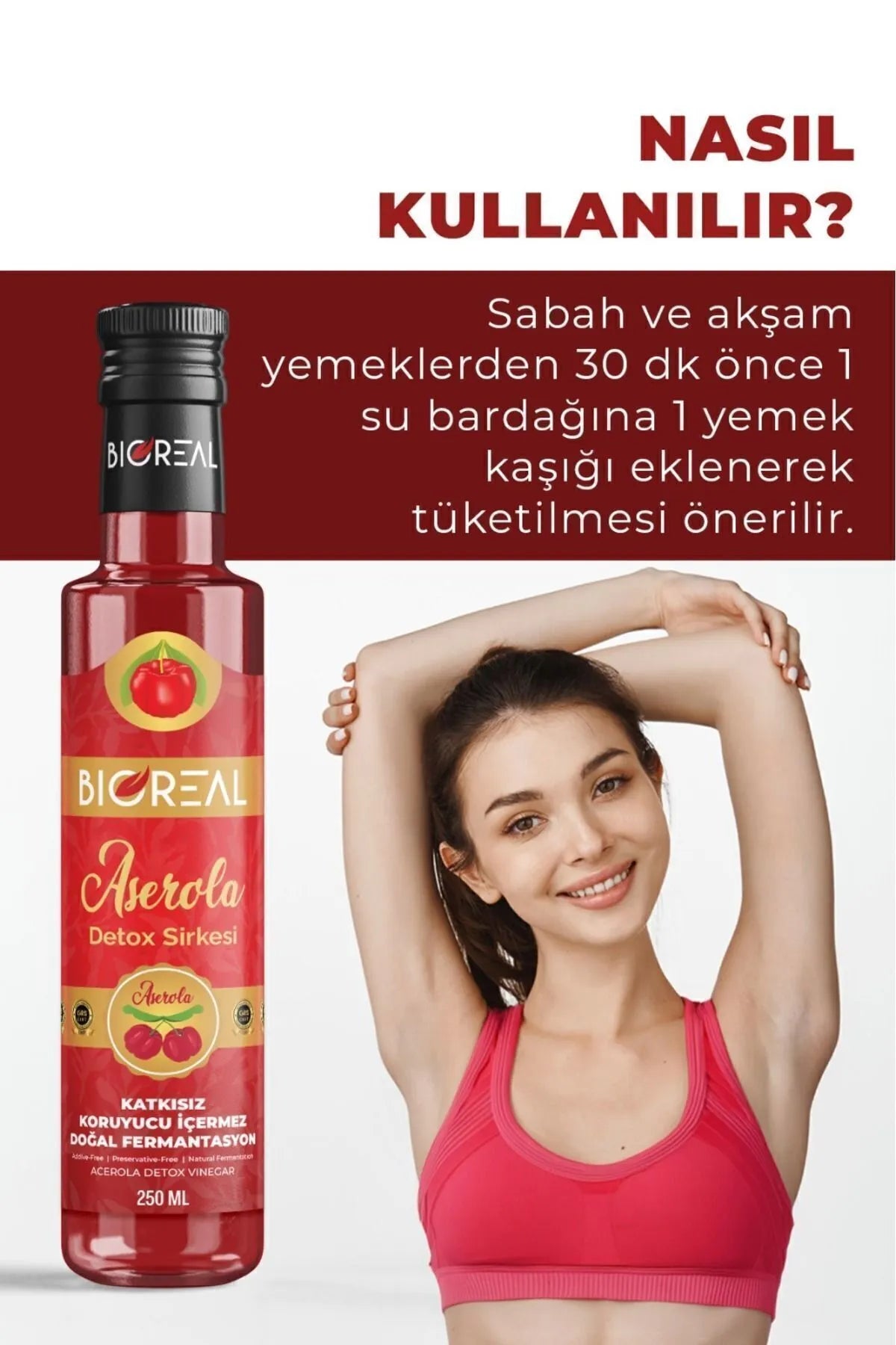 BİOREAL Acerola Detoks Sirkesi, Ödem atmaya yardımcı doğal zayıflama yöntemi, Aserola Detoks Sirkesi Narcissa 250 ml