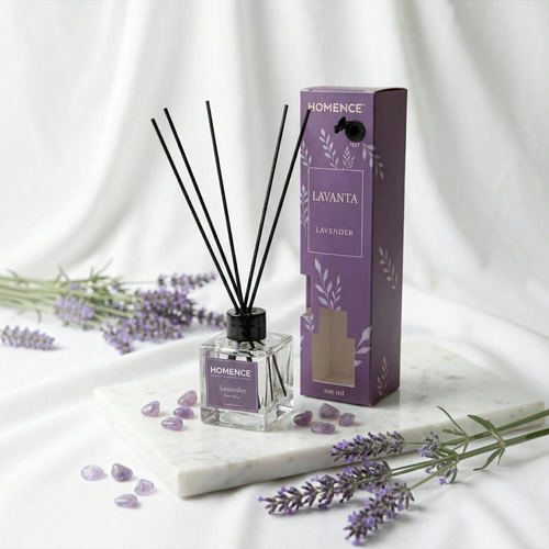 HOMENCE Lavender Reed Diffuser 100 ml – Geurstokjes Lavendel – Huisparfum – Bloemige & Ontspannende Geur