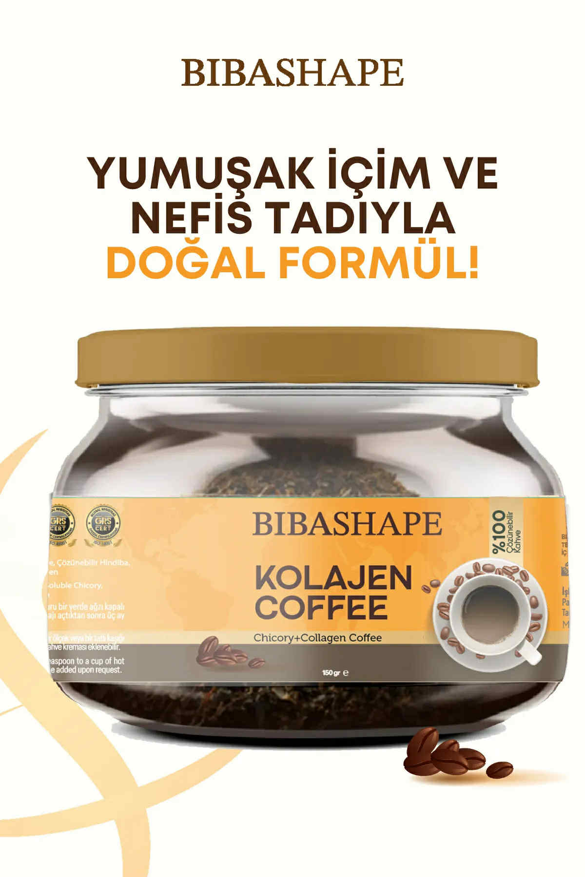 BIBASHAPE Coffee Hindiba (Cichorei) + Collageen Detox Koffie 1 Maand (60 GEBRUIKEN) Netto 150gr
