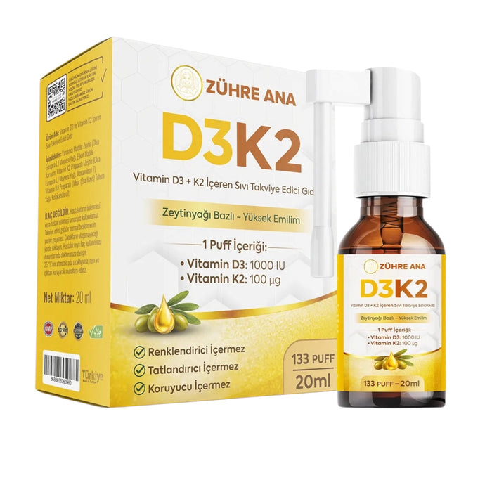 Zühre Ana Vitamine D3 + K2 Spray | 20 ml | Voedingssupplement