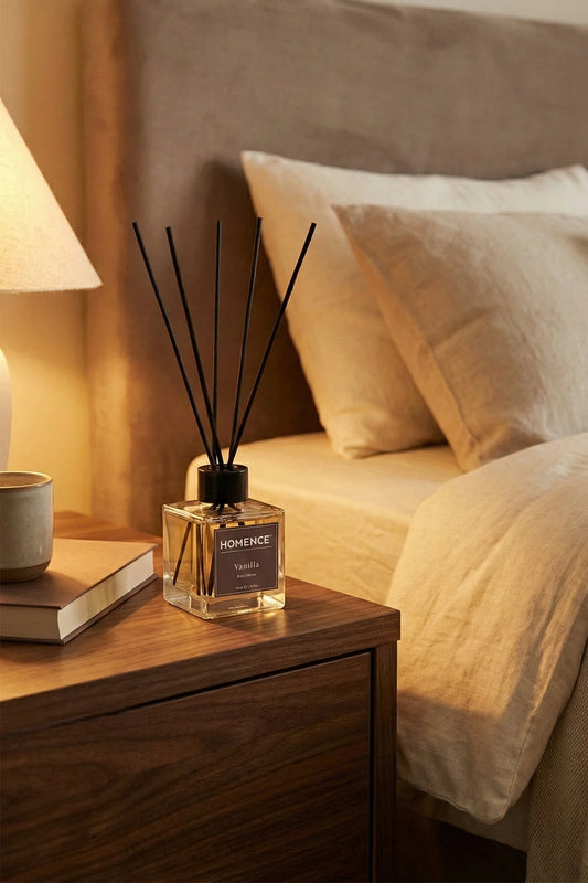 HOMENCE Vanilla Reed Diffuser 100 ml – Geurstokjes Vanille – Huisparfum – Zoete & Warme Geur
