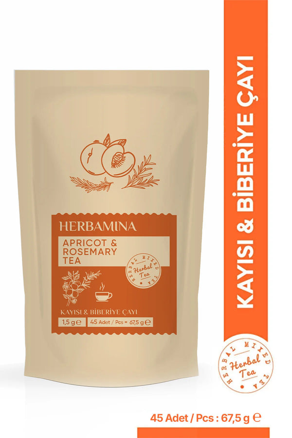 Herbamina Thee Abrikoos & Rozemarijn Gemengde Kruidenthee 45 theezakjes
