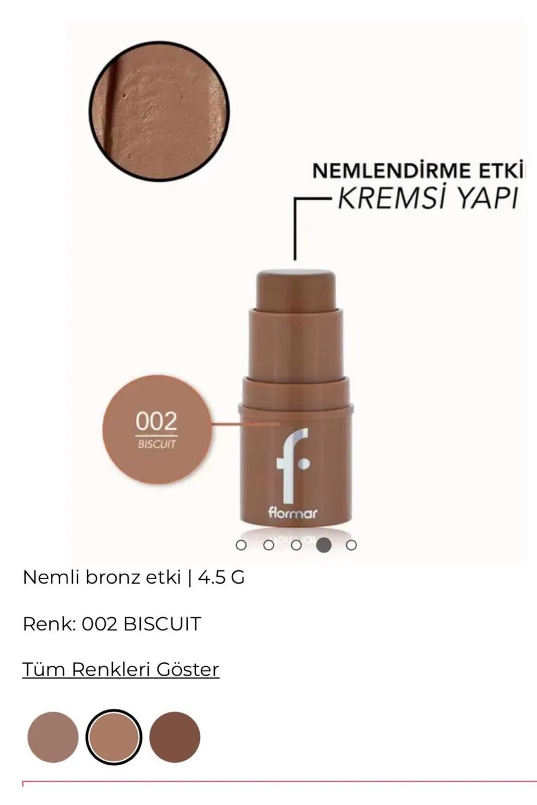 Flormar - To Go Bronzer Stick - Adjustable Intensity & Natural Stick Bronzer - Verstelbare Intensiteit & Natuurlijke Finish Creamy Stick Bronzer - 002 Biscuit